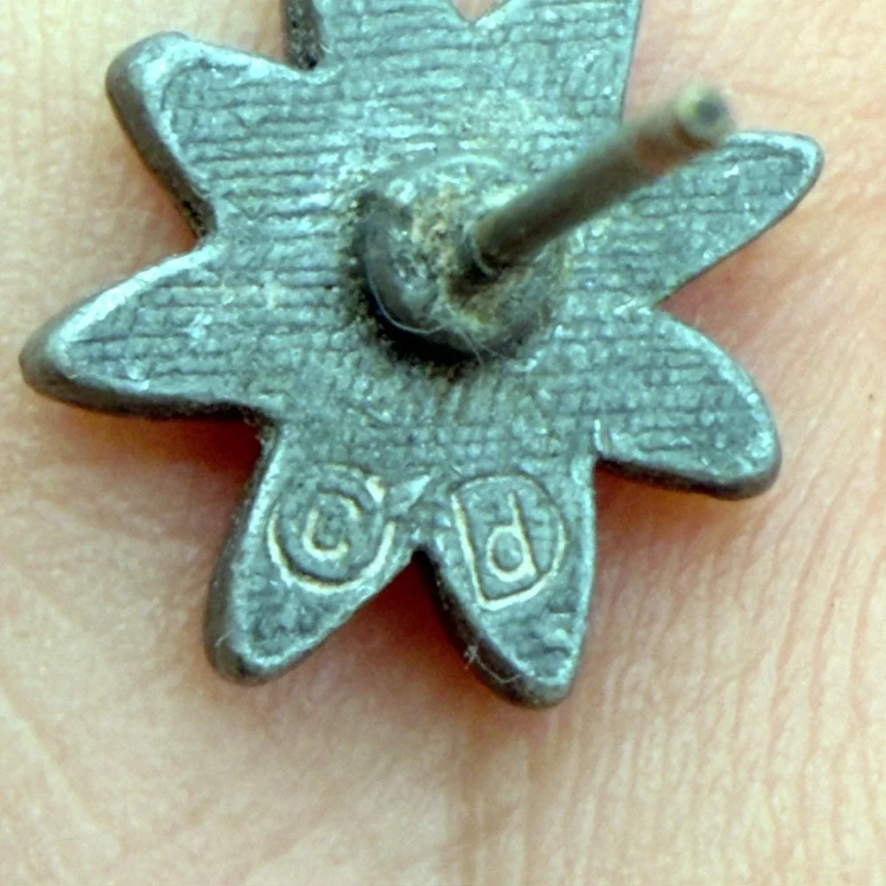 Vintage Silver-Tone Textured Starburst Flower Stud Earrings